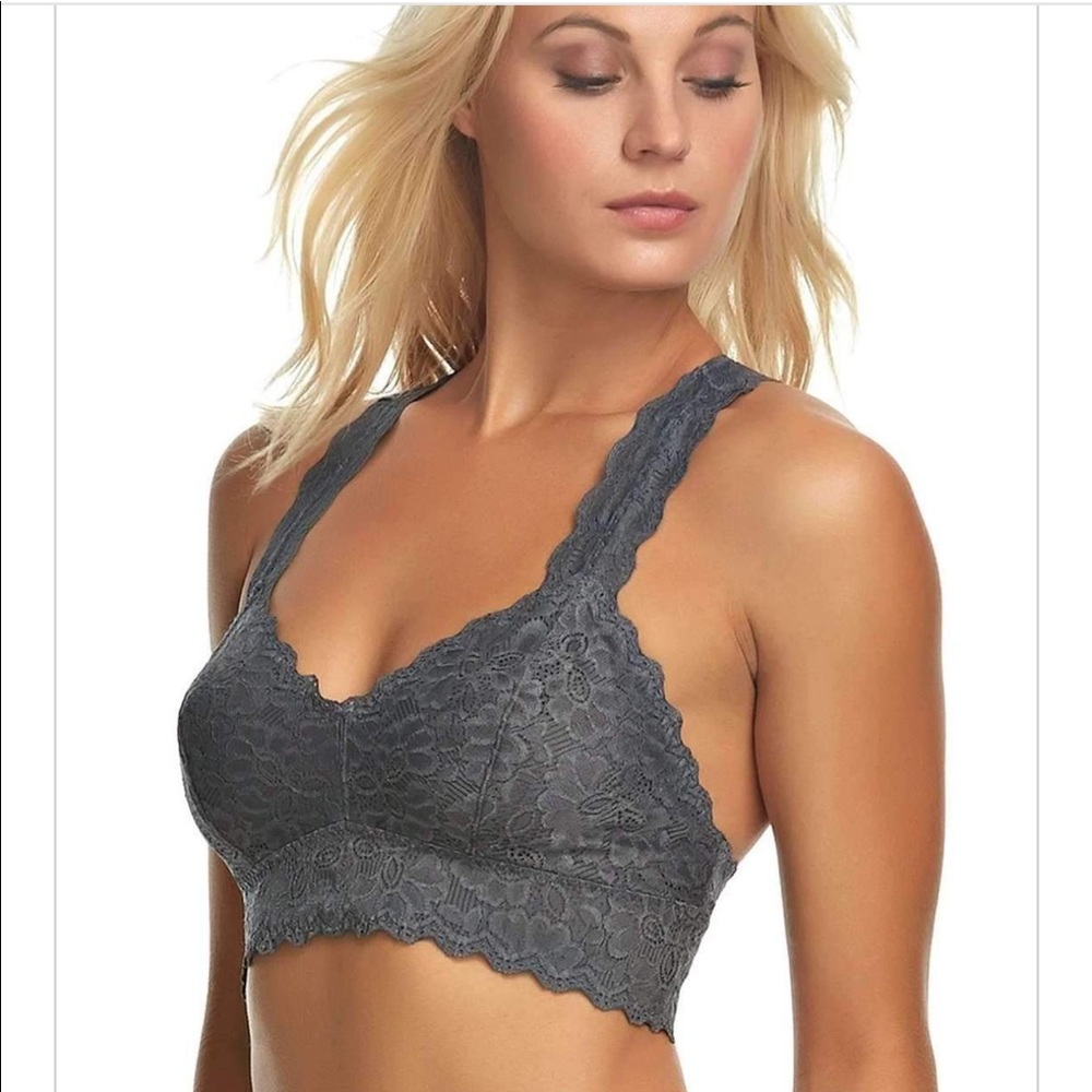 Bralette Gray Lace Racerback